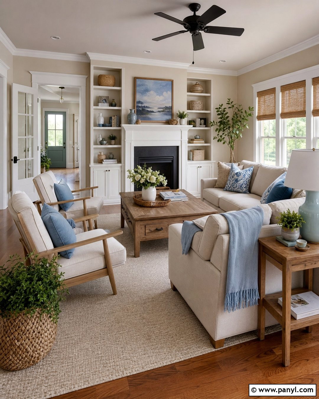 Warm White Trim With Beige Walls - 35 Baseboards And Trim Color Ideas