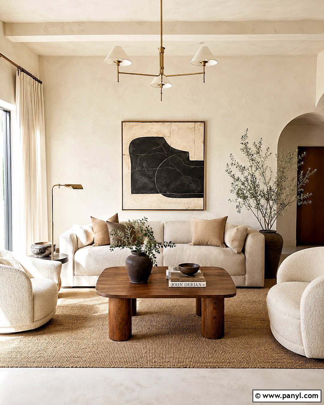 Warm White Venetian Plaster Living Room - 20 plastering walls ideas