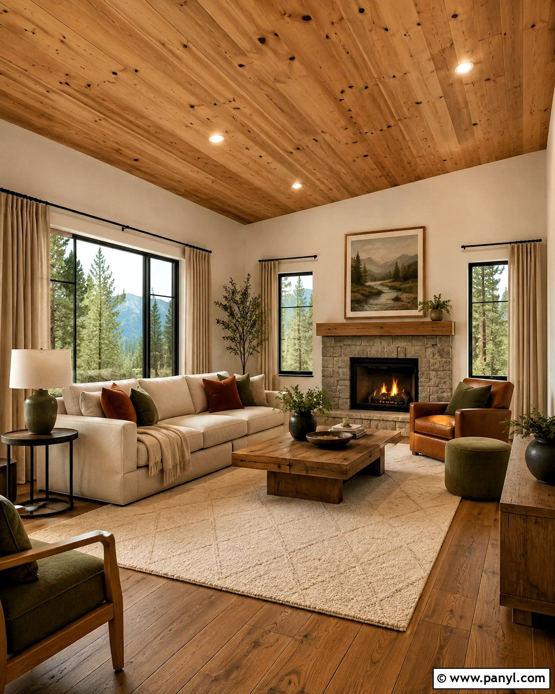 Warm White Wall Color With Pine Ceiling - 20 Wall Color With Pine Ceiling Ideas