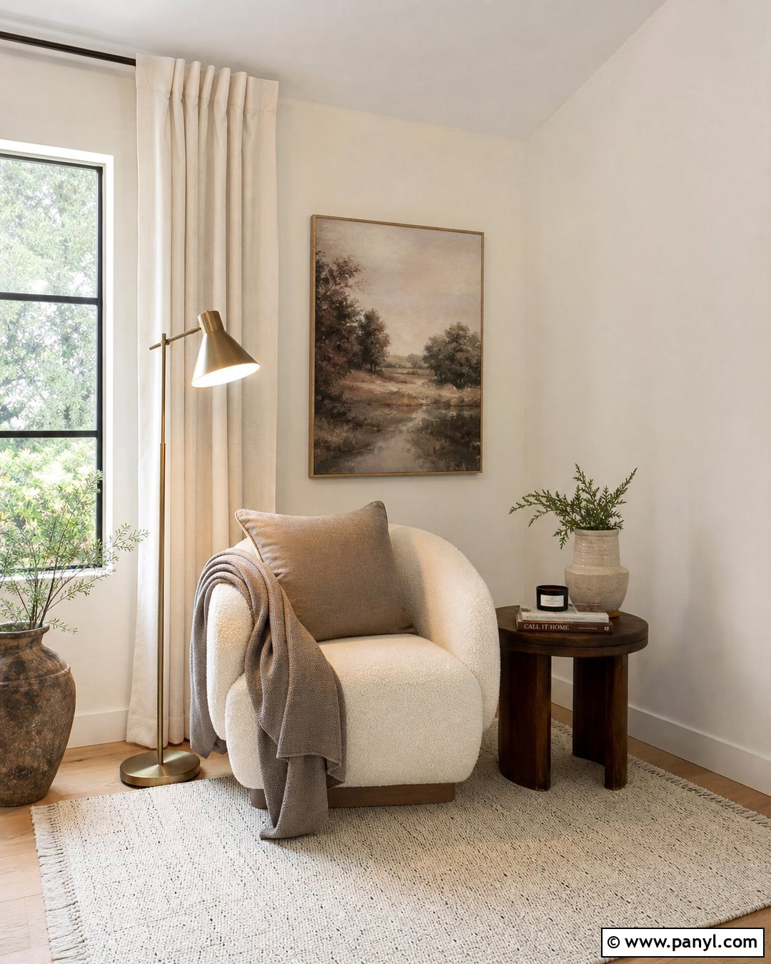 Warm White Wall Corner Reading Nook - 20 Neutral Color Wall Corner Ideas