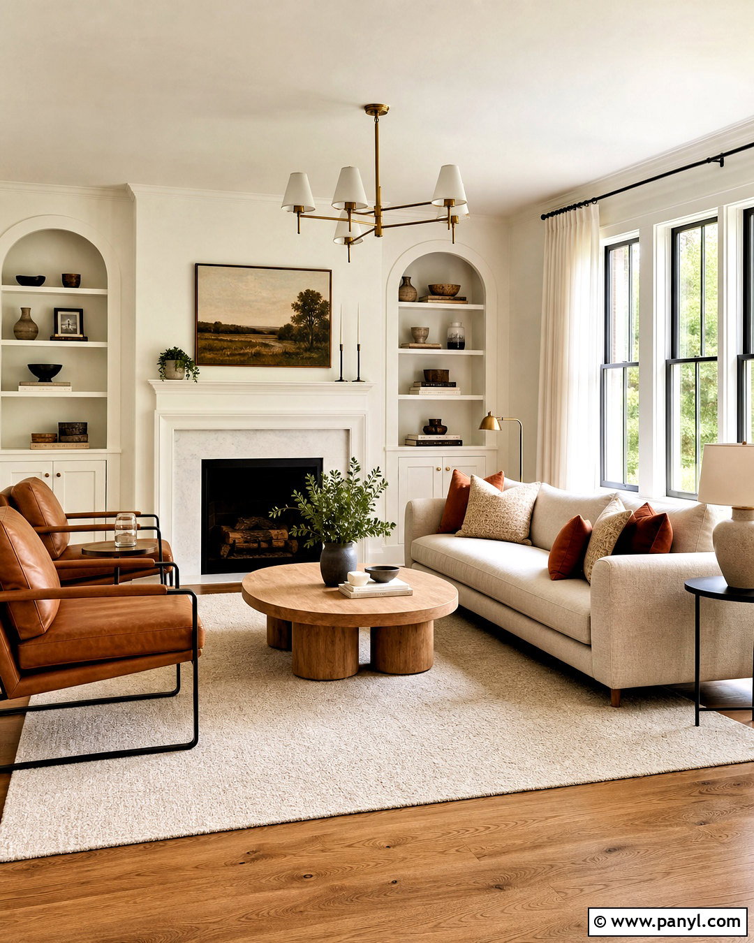 Warm White Wall Living Room - 20 white wall design ideas