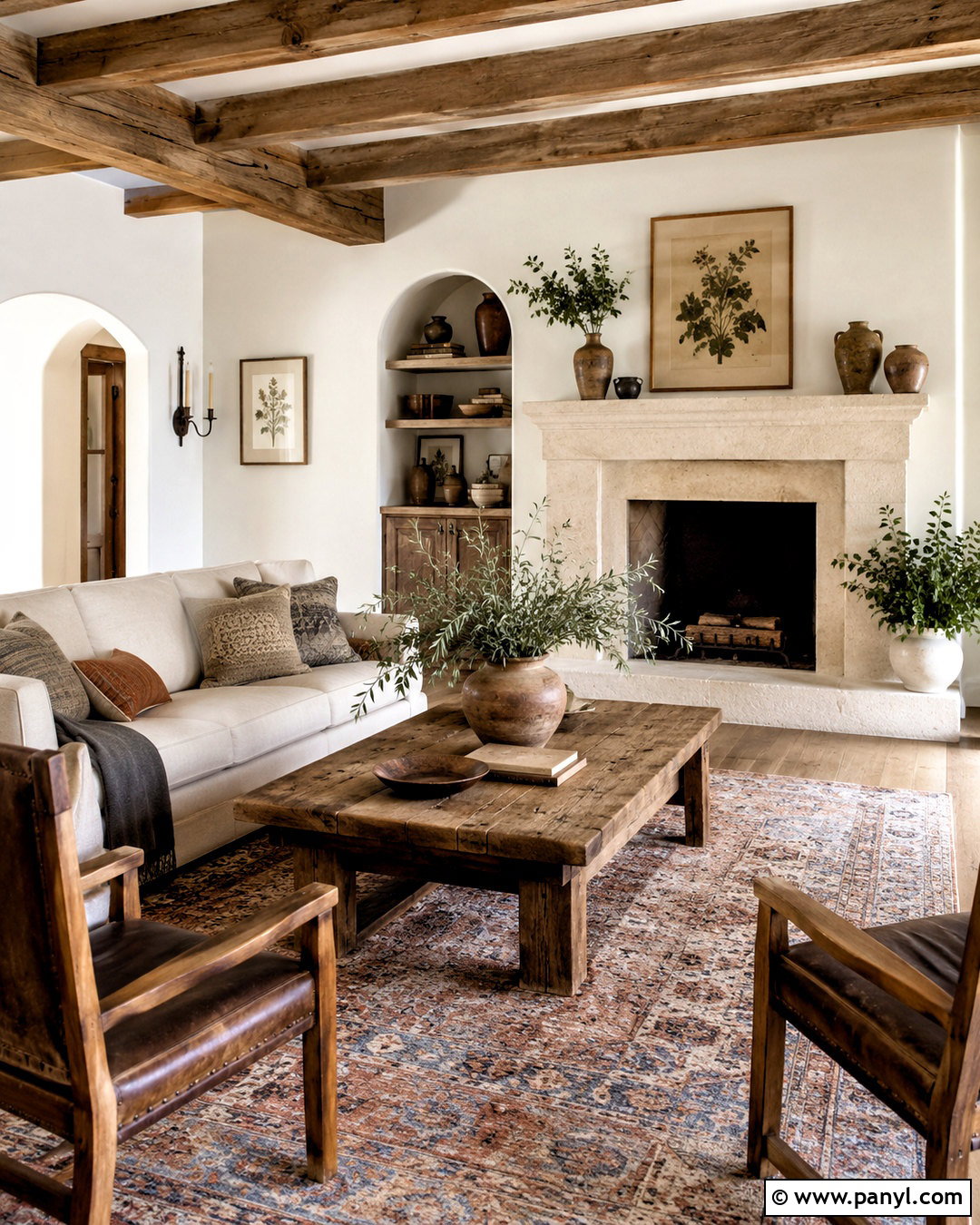 Warm White Walls In A Farmhouse Living Room - 35 warm white walls
