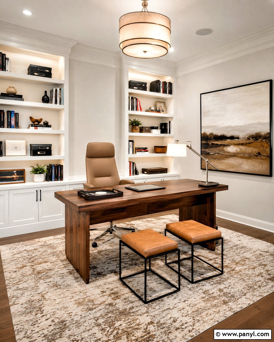 Warm White Walls In A Home Office - 35 warm white walls