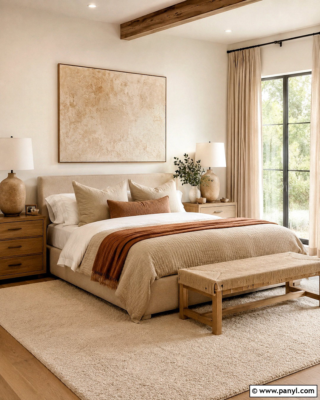 Warm White Walls In A Linen Bedroom - 35 warm white walls
