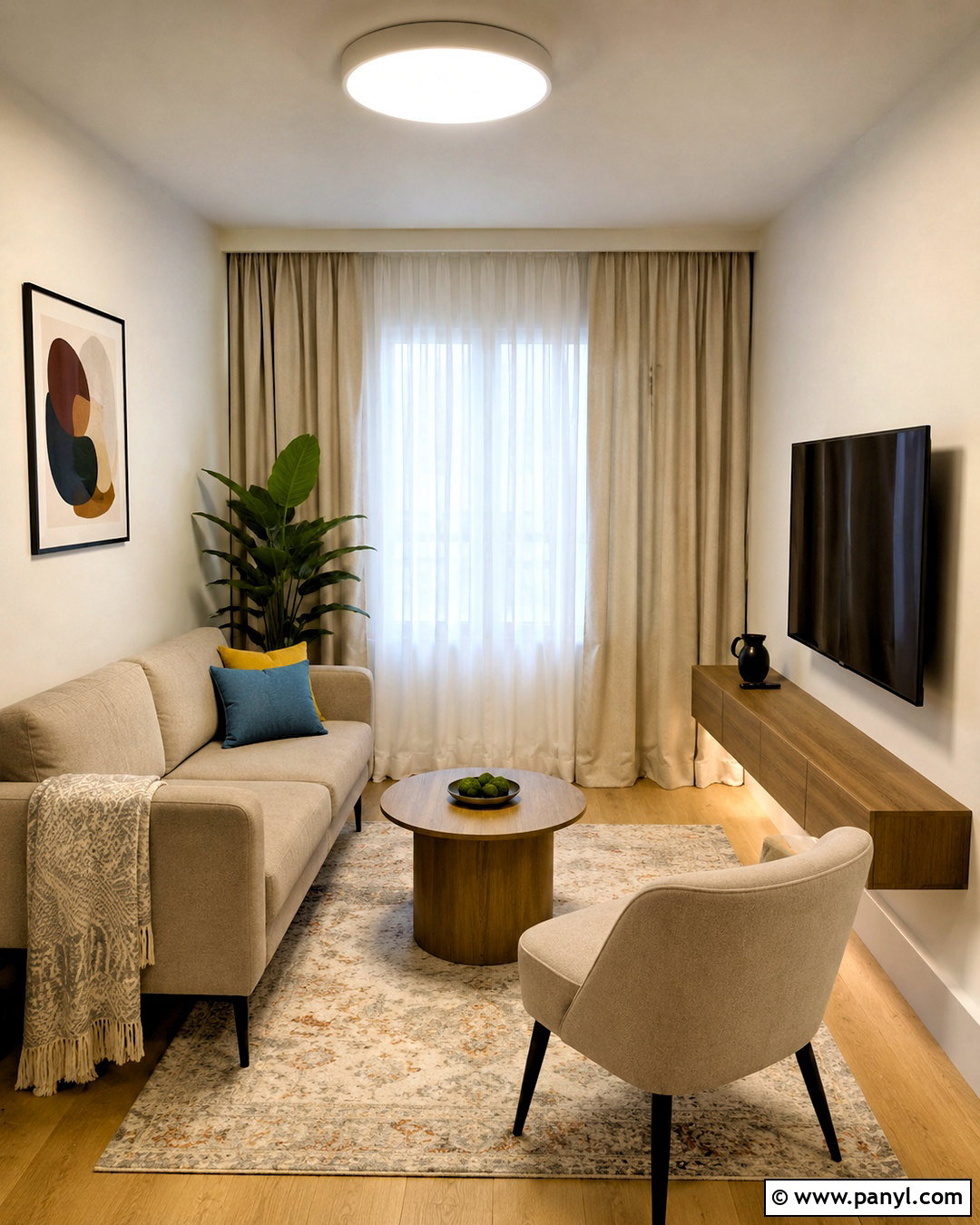 Warm White Walls In A Small Living Room - 35 warm white walls