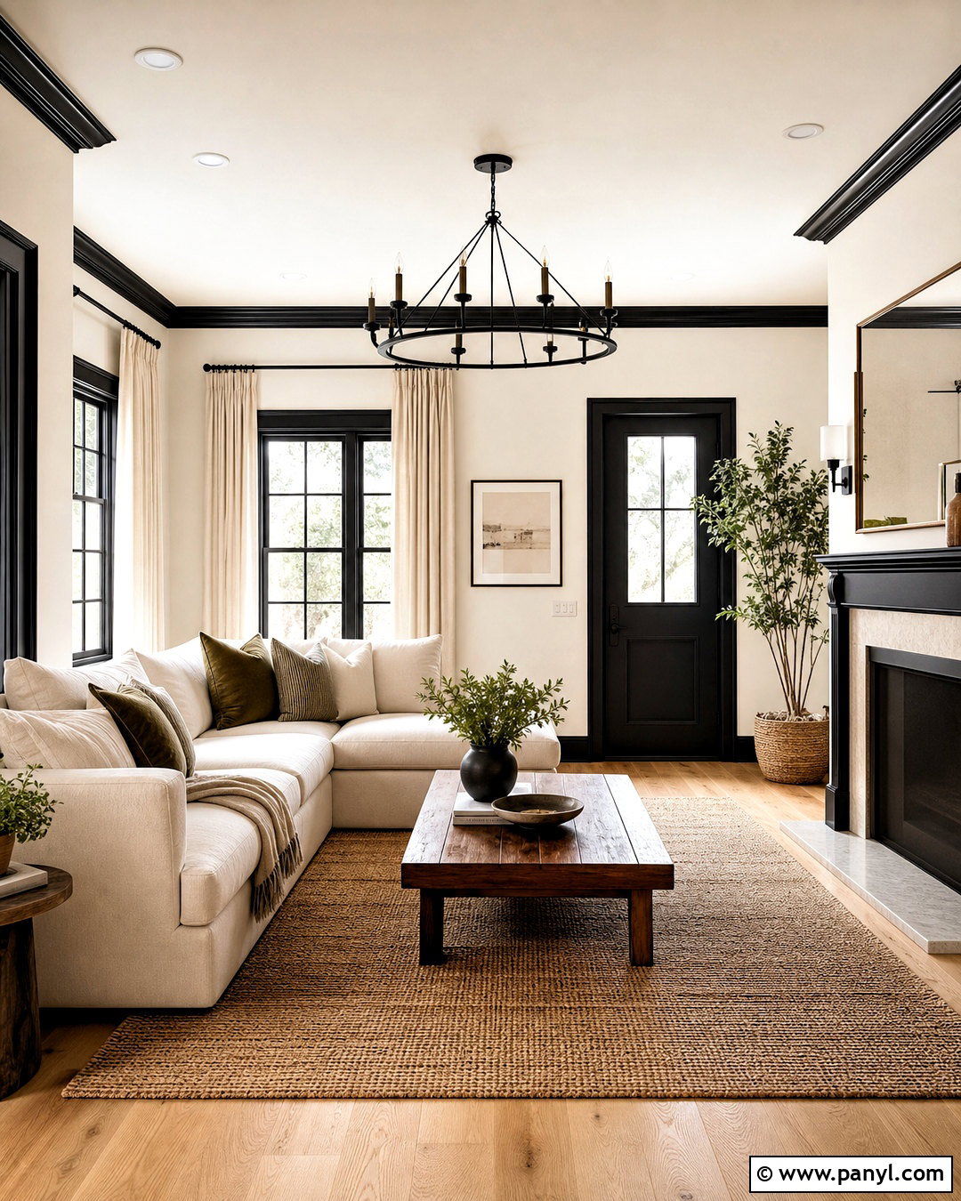 Warm White Walls With Black Trim - 20 black trim interior color schemes