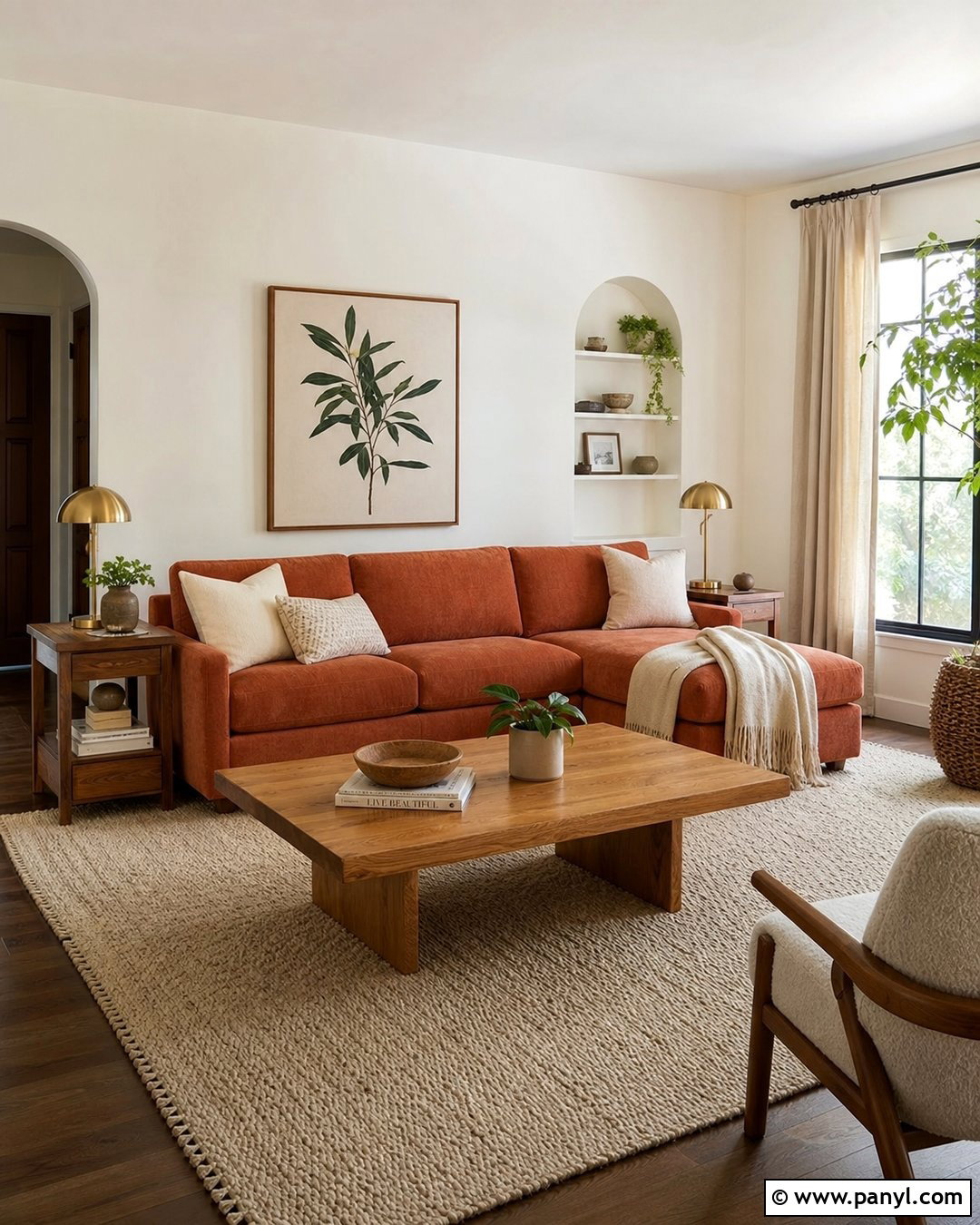 Warm White Walls With Burnt Orange Sofa - 20 Neutral Wall Color With Orange Furniture Ideas
