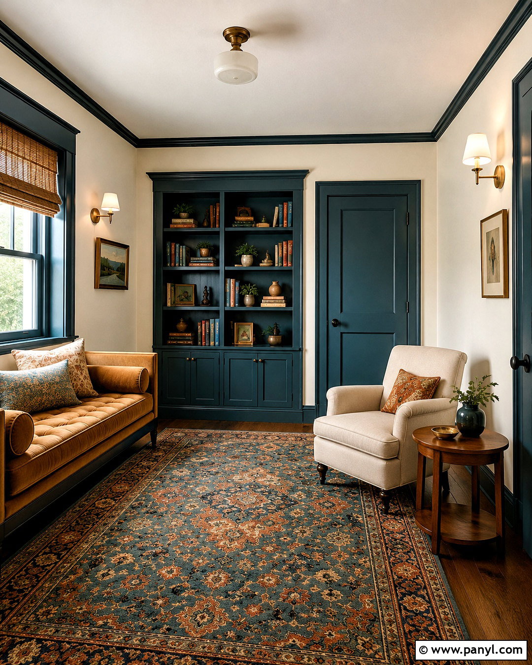 Warm White Walls With Dark Teal Trim - 40 Light Walls With Dark Trim Ideas