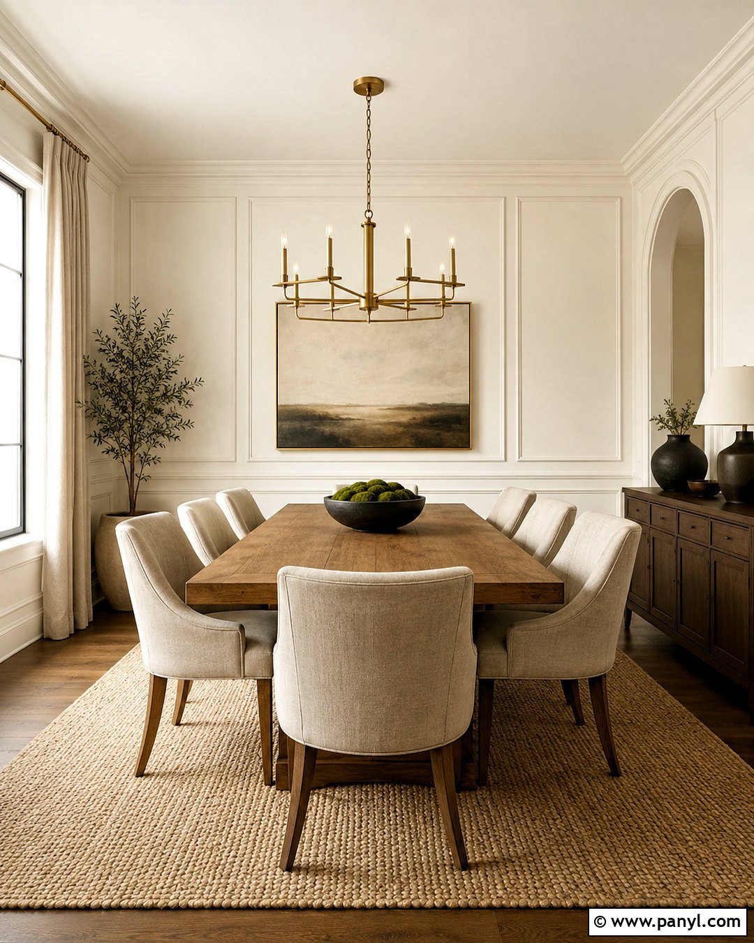 Warm White Walls With Decorative Paneling - 35 warm white walls