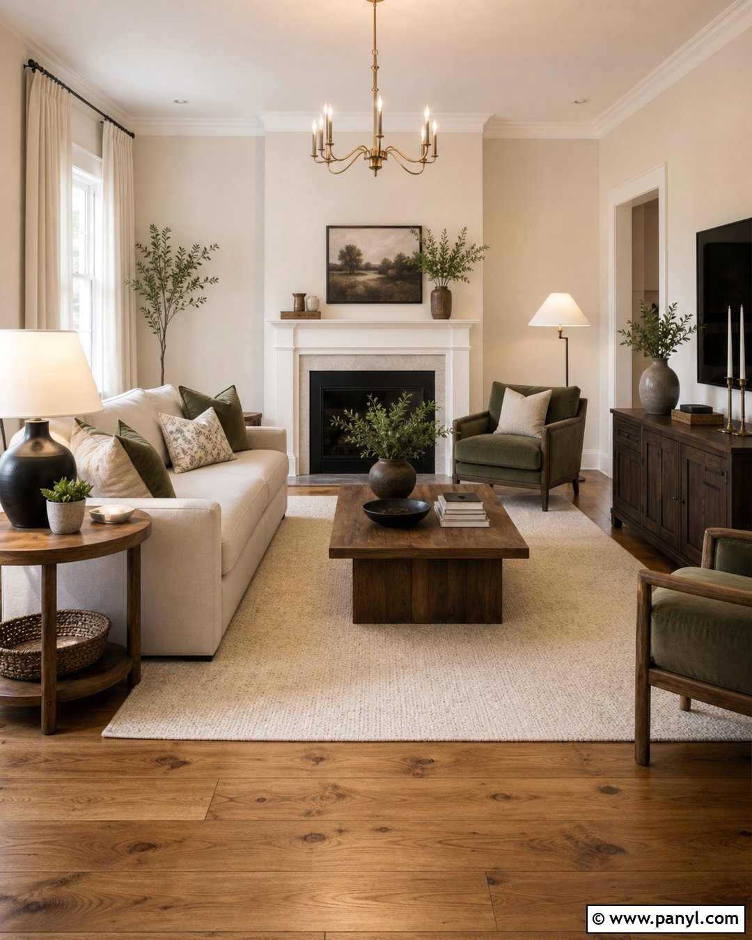 Warm White Walls With Honey Oak Floors - 25 Wall Floor Color Combination Ideas