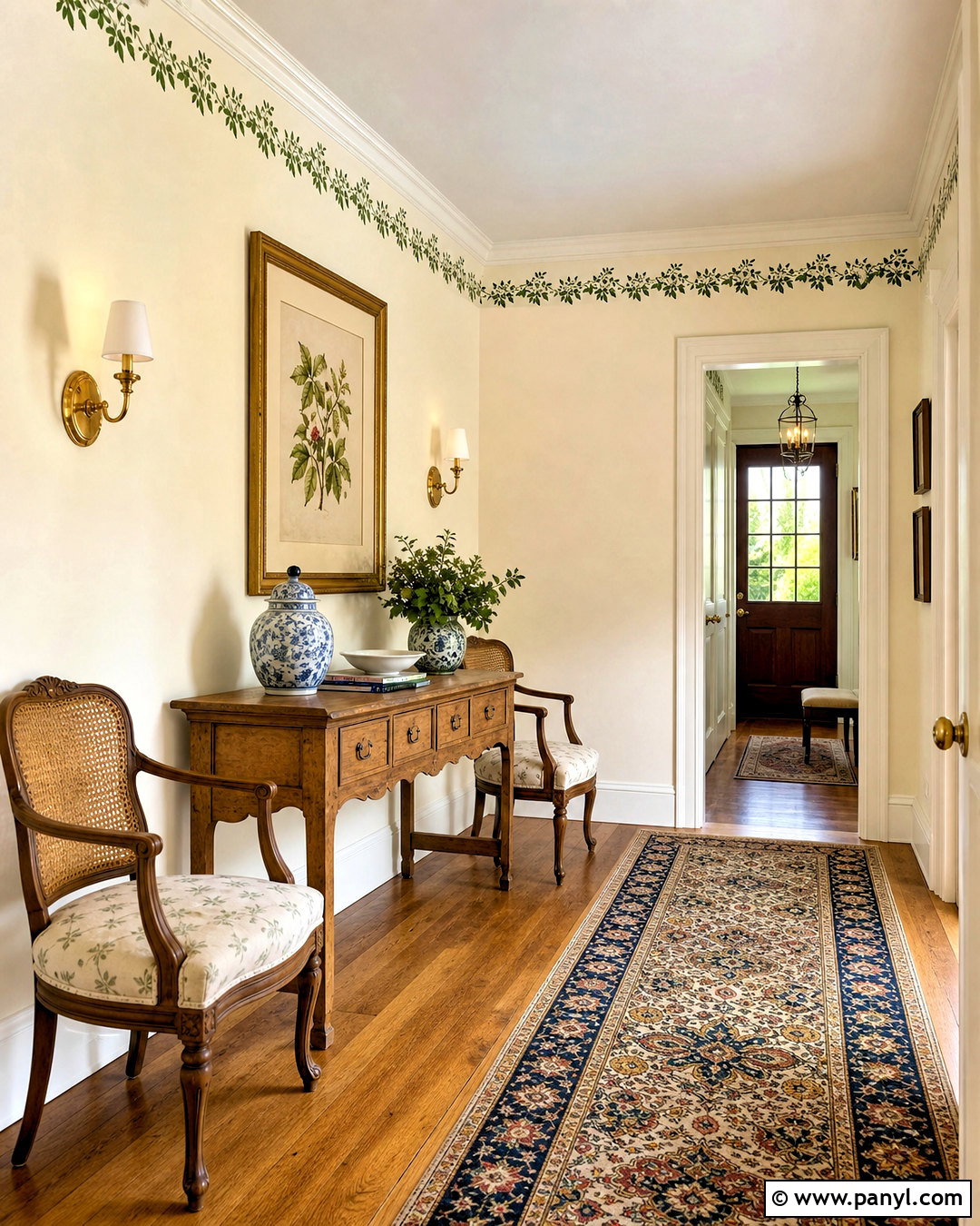 Warm White Walls With Painted Borders - 20 traditional wall painting ideas