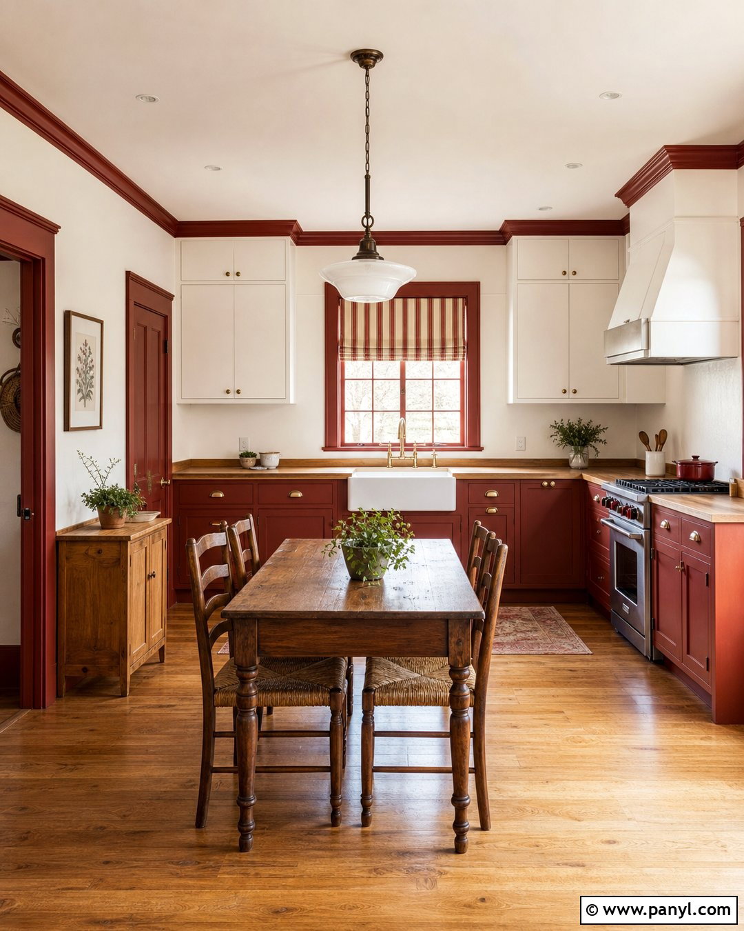 Warm White Walls With Red Trim - 20 Light Walls Colored Trim Ideas