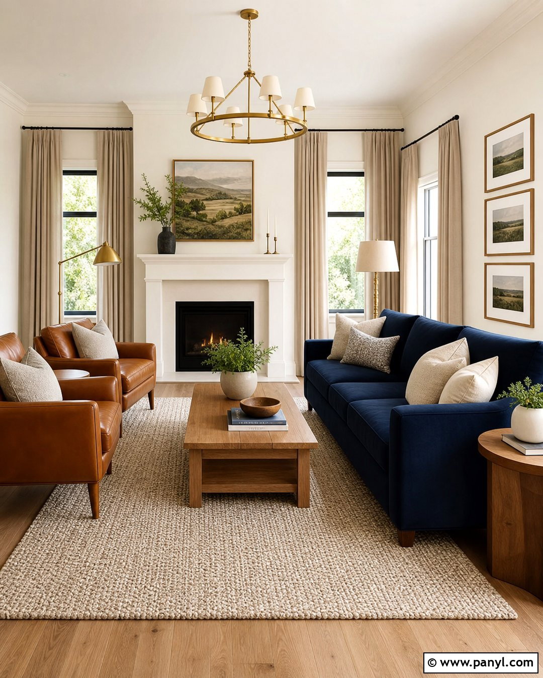 Warm White Walls With a Blue Couch - 20 Blue Couch Wall Color Ideas