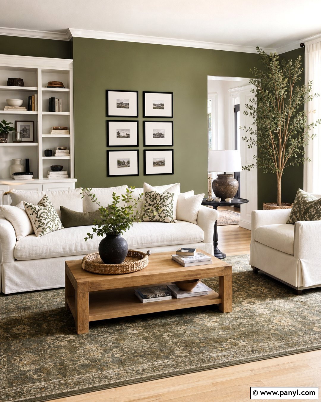 Warm White With Olive Green Walls - 20 Colors That Go With Olive Green Walls