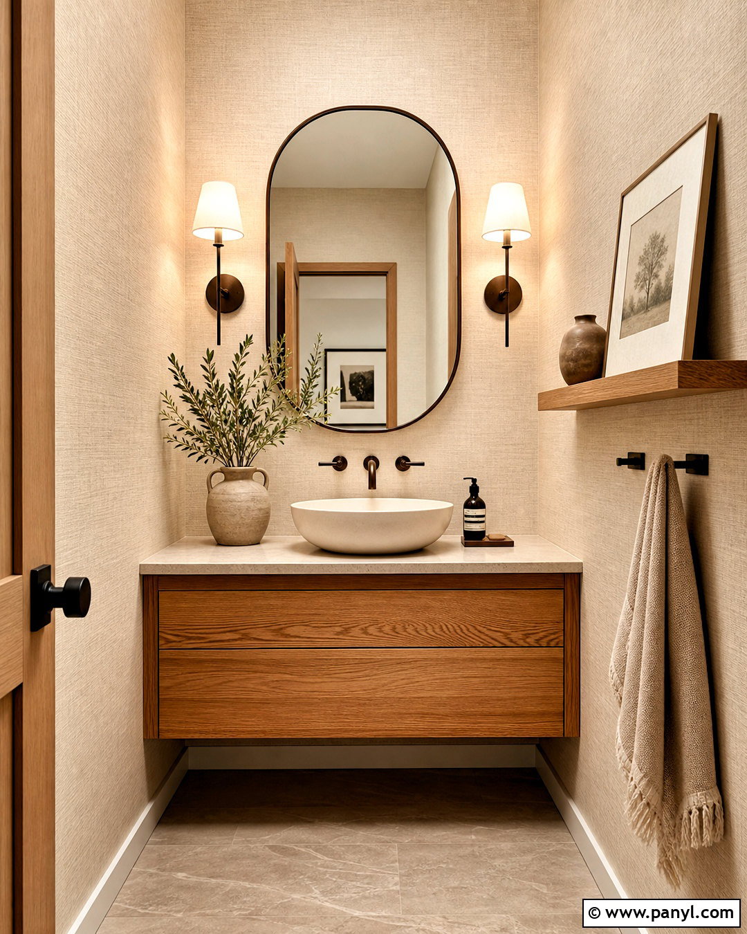 Warm Wood Powder Room - 20 small powder room ideas