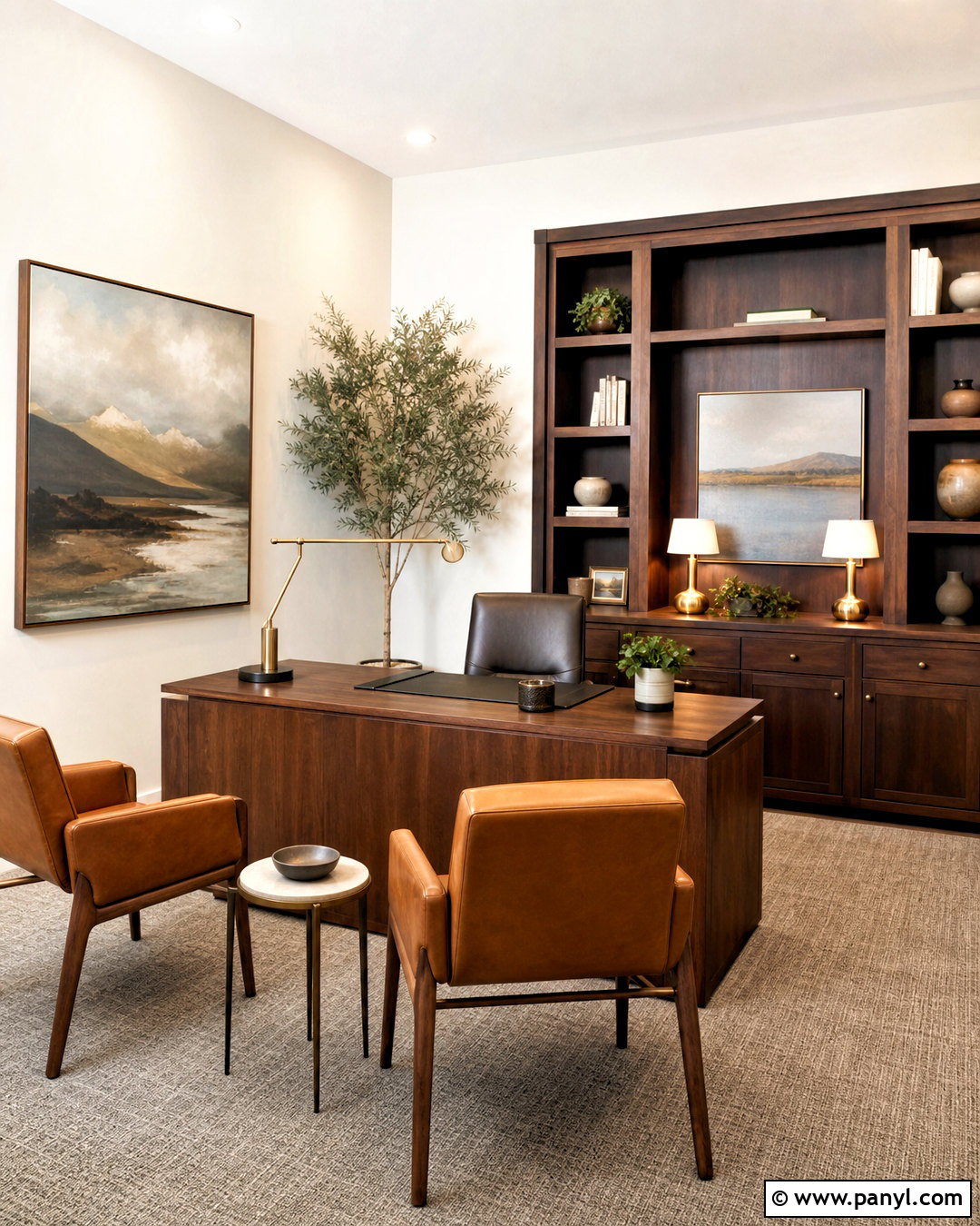 Warm Wood Professional Office - 20 work office decor professional ideas