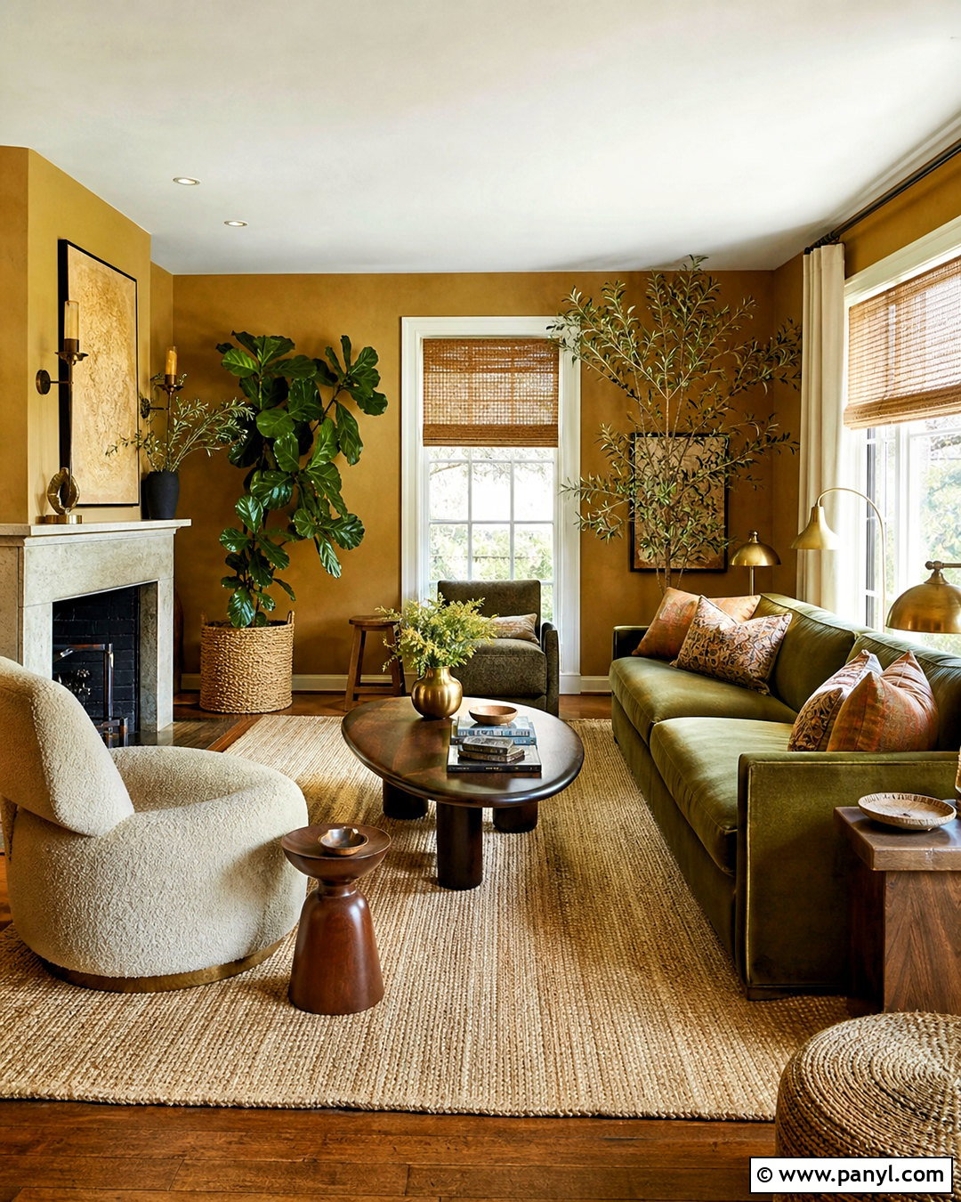 Warm Yellow And Olive Green Living Room - 20 warm yellow living room ideas
