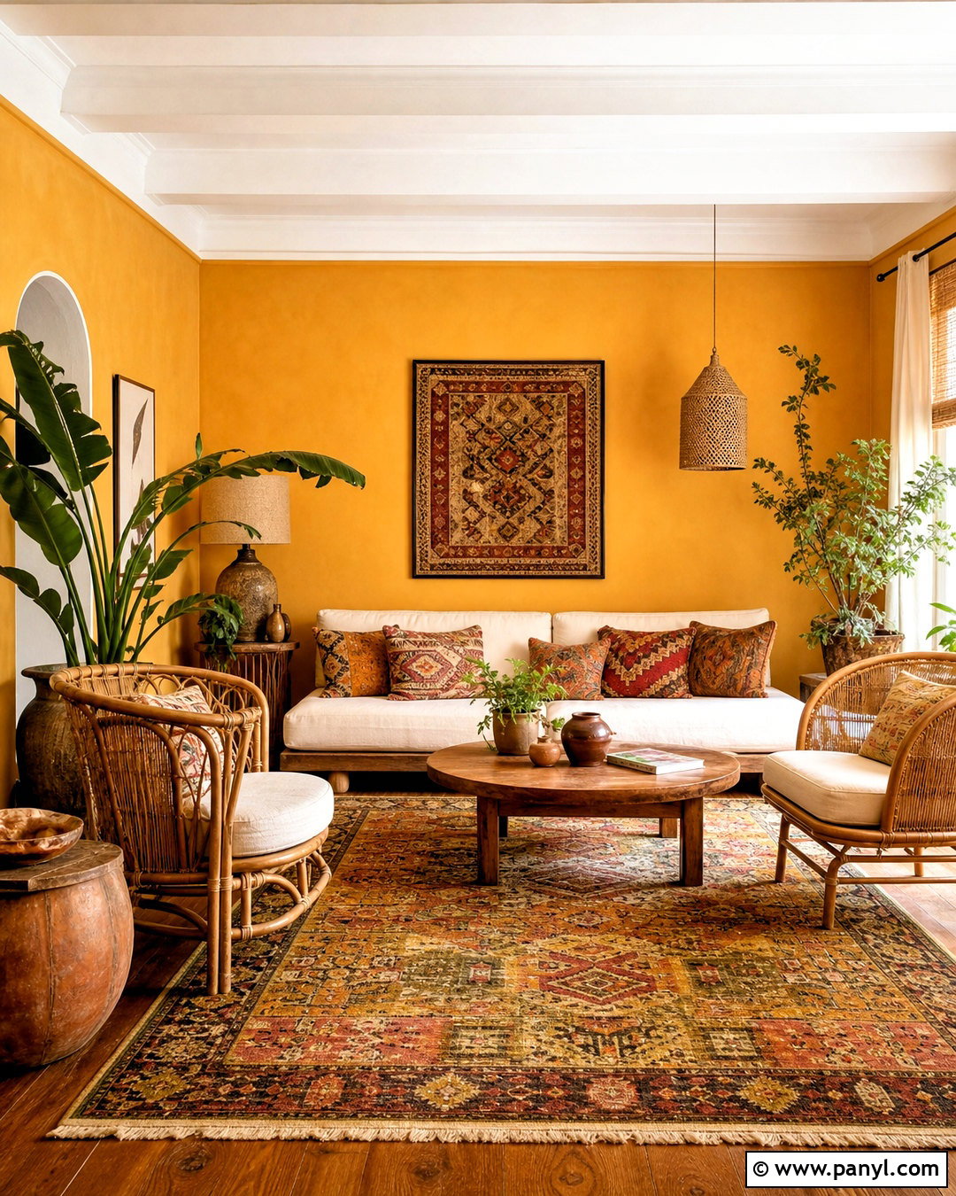 Warm Yellow Boho Living Room - 20 warm yellow living room ideas