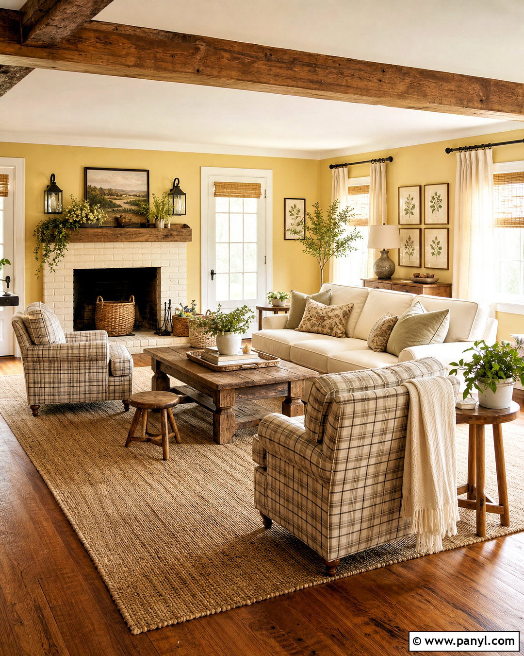 Warm Yellow Farmhouse Living Room - 20 warm yellow living room ideas