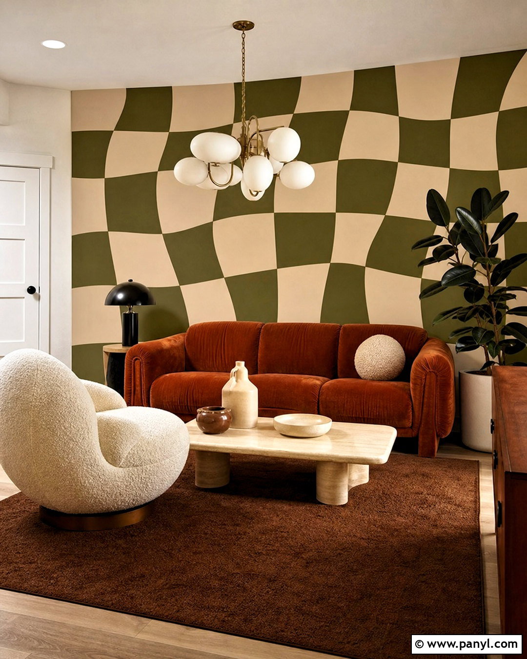 Warped Checkerboard Wall Mural - 20 70s wall mural ideas