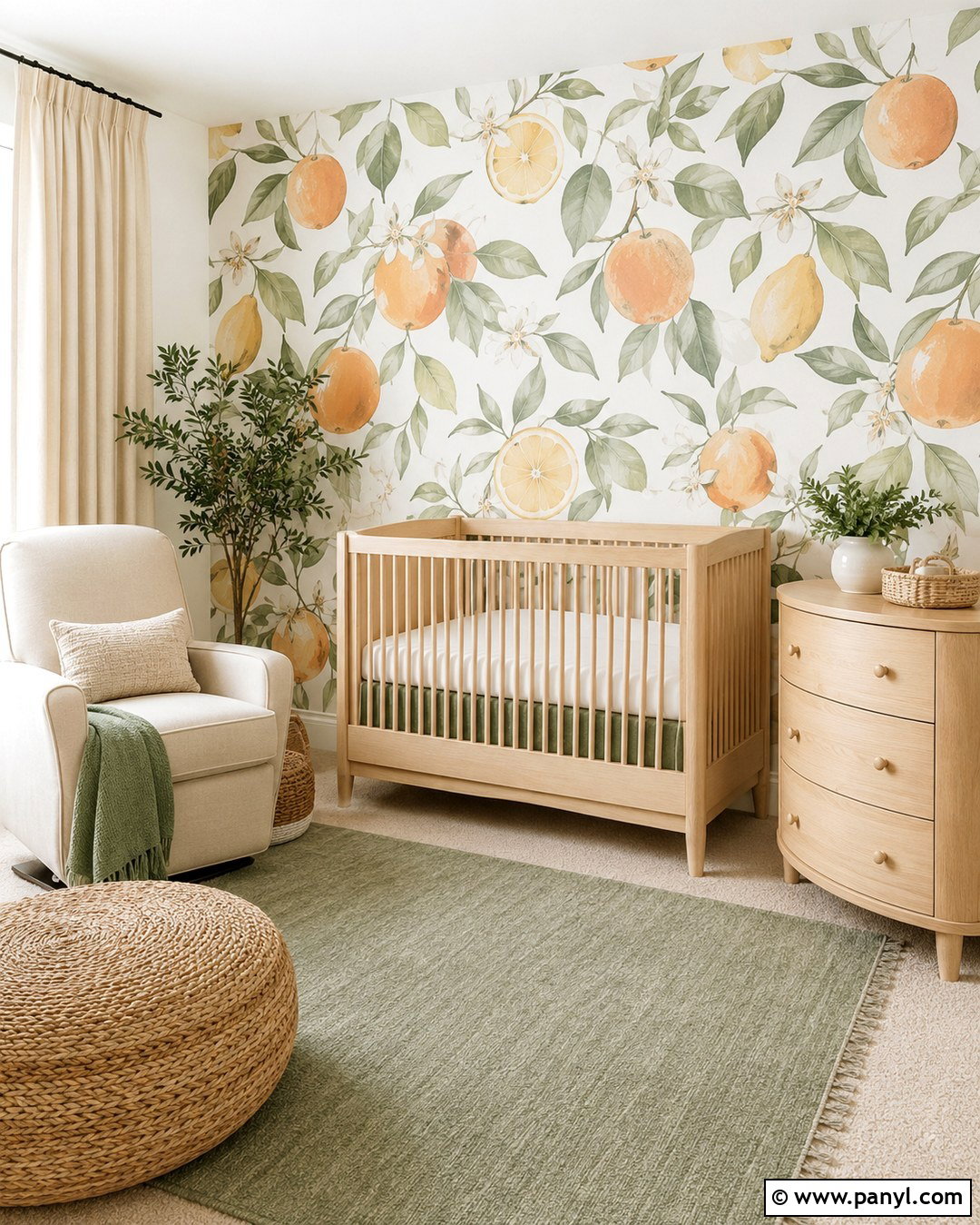 Watercolor Citrus Nursery Wall - 20 Citrus Wall Ideas