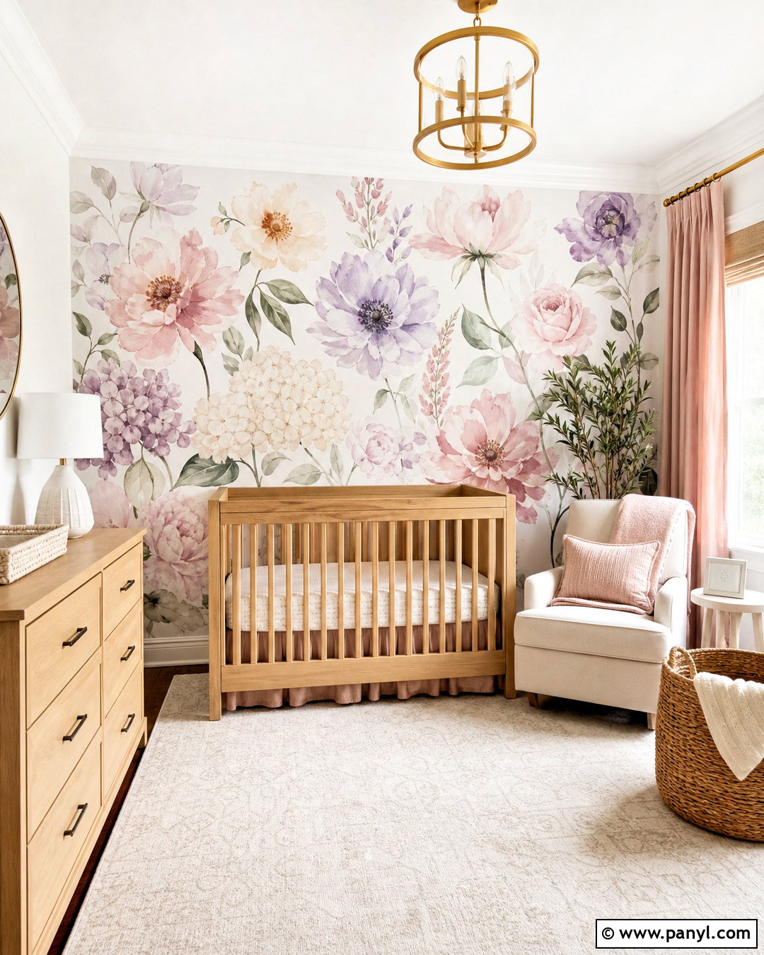 Watercolor Floral Wall Decals For Nursery - 20 floral wall decals