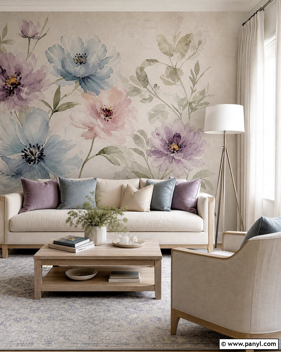 Watercolor Floral Wall Painting - 20 floral wall painting ideas
