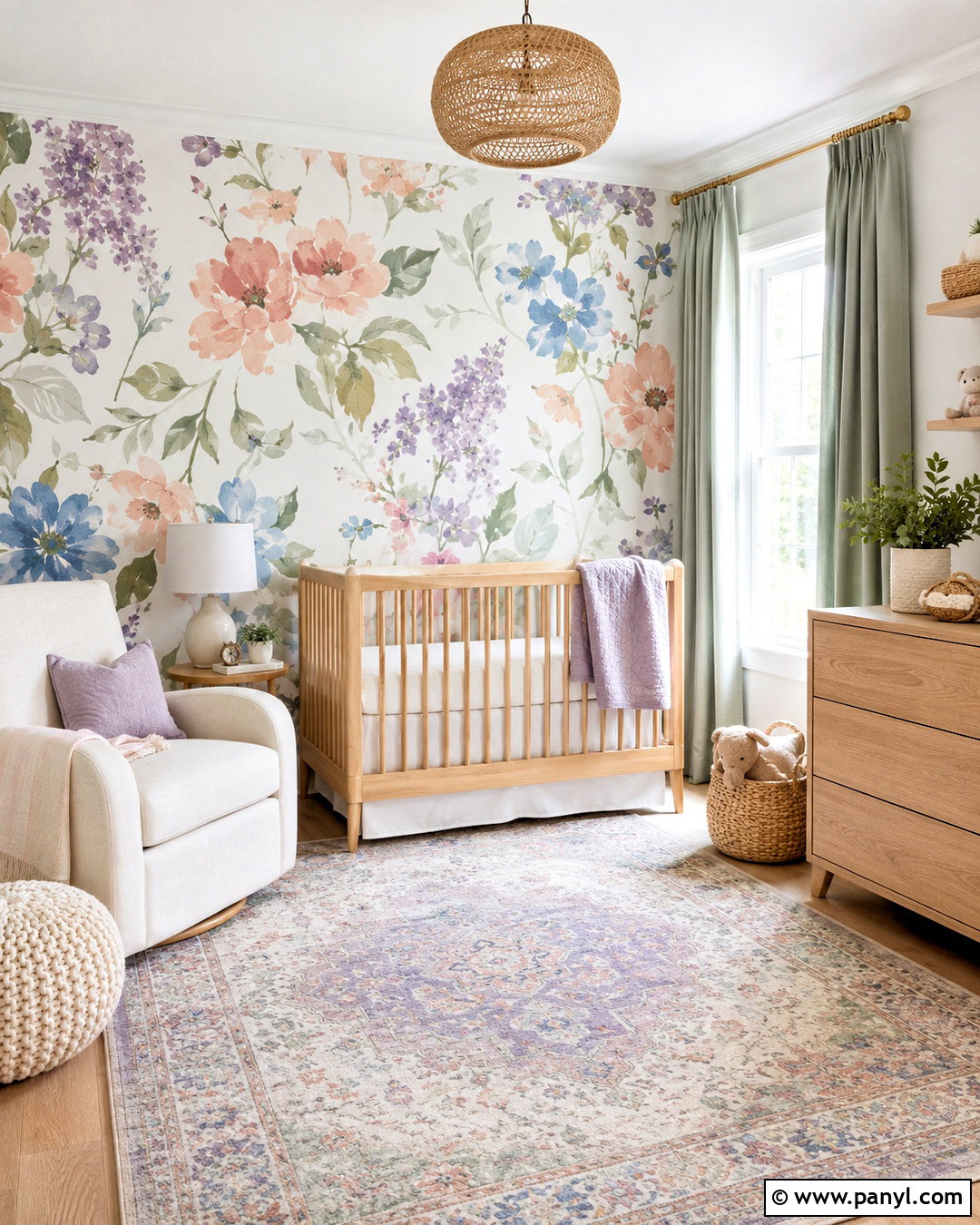 Watercolor Floral Wallpaper Nursery - 20 large floral wallpaper ideas