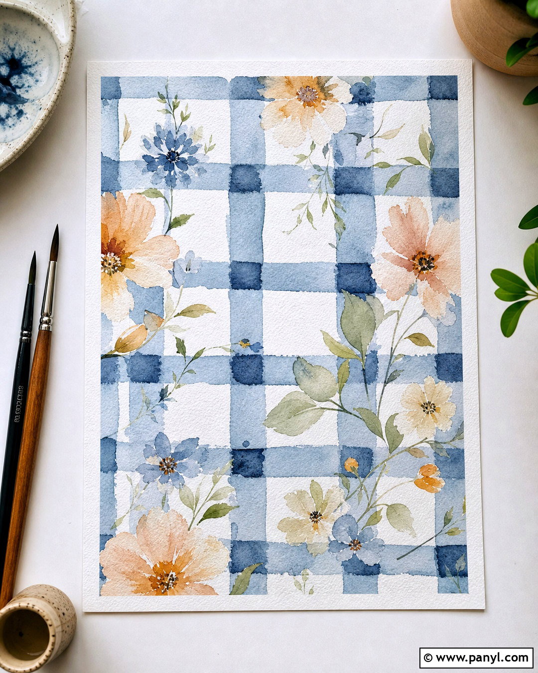 Watercolor Gingham Background - 20 gingham background aesthetic ideas