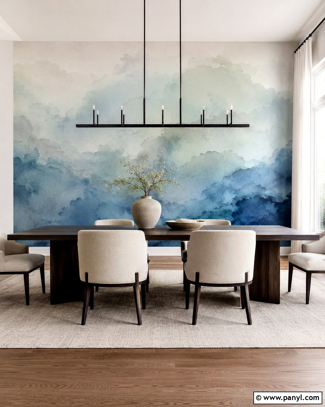 Watercolor Gradient Wall Dining Room - 20 Color Gradient Wall Ideas