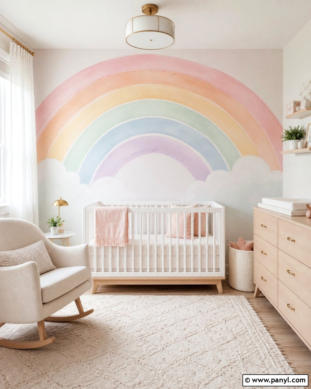 Watercolor Pastel Rainbow Mural - 30 Pastel Rainbow Wall Ideas