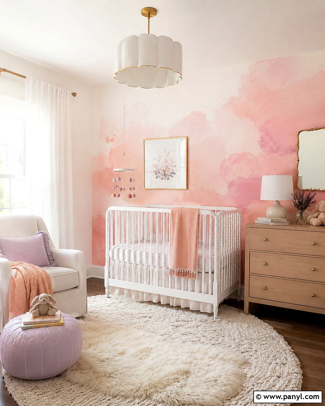 Watercolor Pink Ombre Nursery Wall - 20 Ombre Pink Wall Ideas