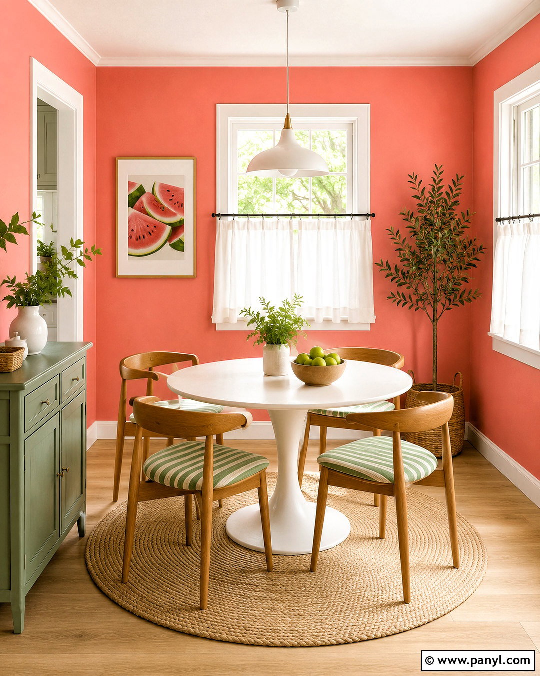 Watermelon Pink Breakfast Room - 20 bright room colors