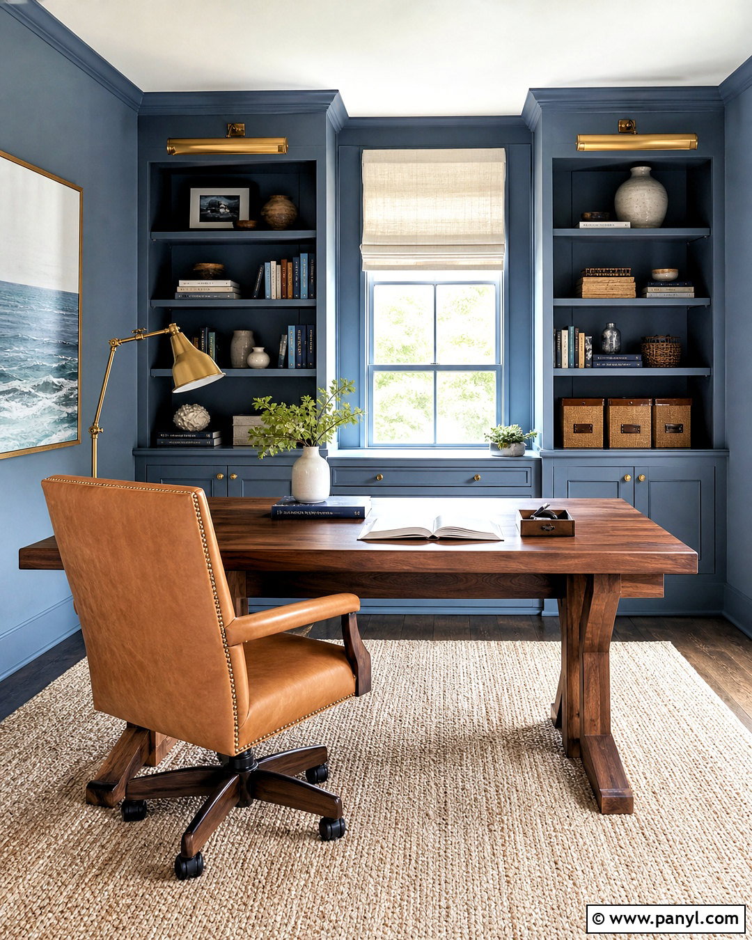 Waters Edge Home Office With Built-In Shelves - 20 waters edge benjamin moore ideas