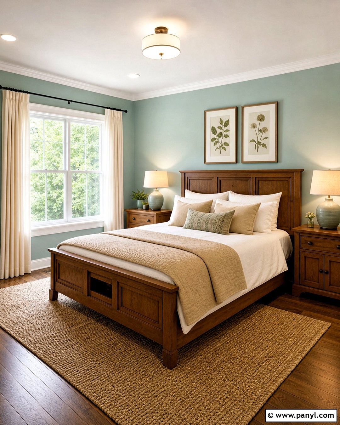 Watery Bedroom With Natural Wood - 20 watery sherwin williams ideas