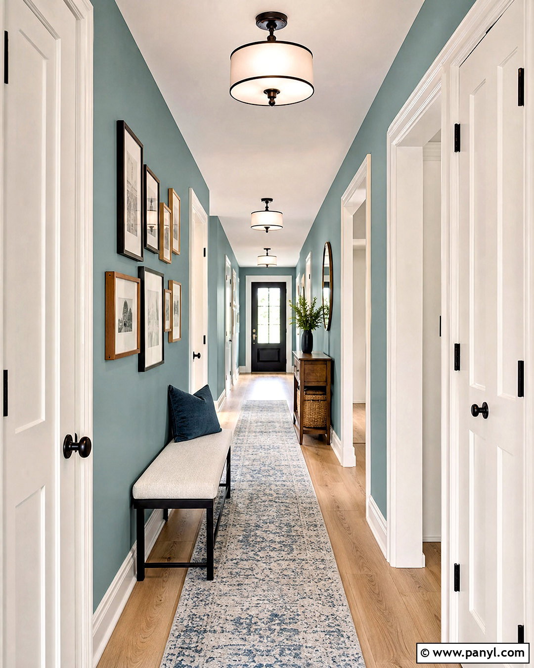 Watery Hallway With Gallery Wall - 20 watery sherwin williams ideas