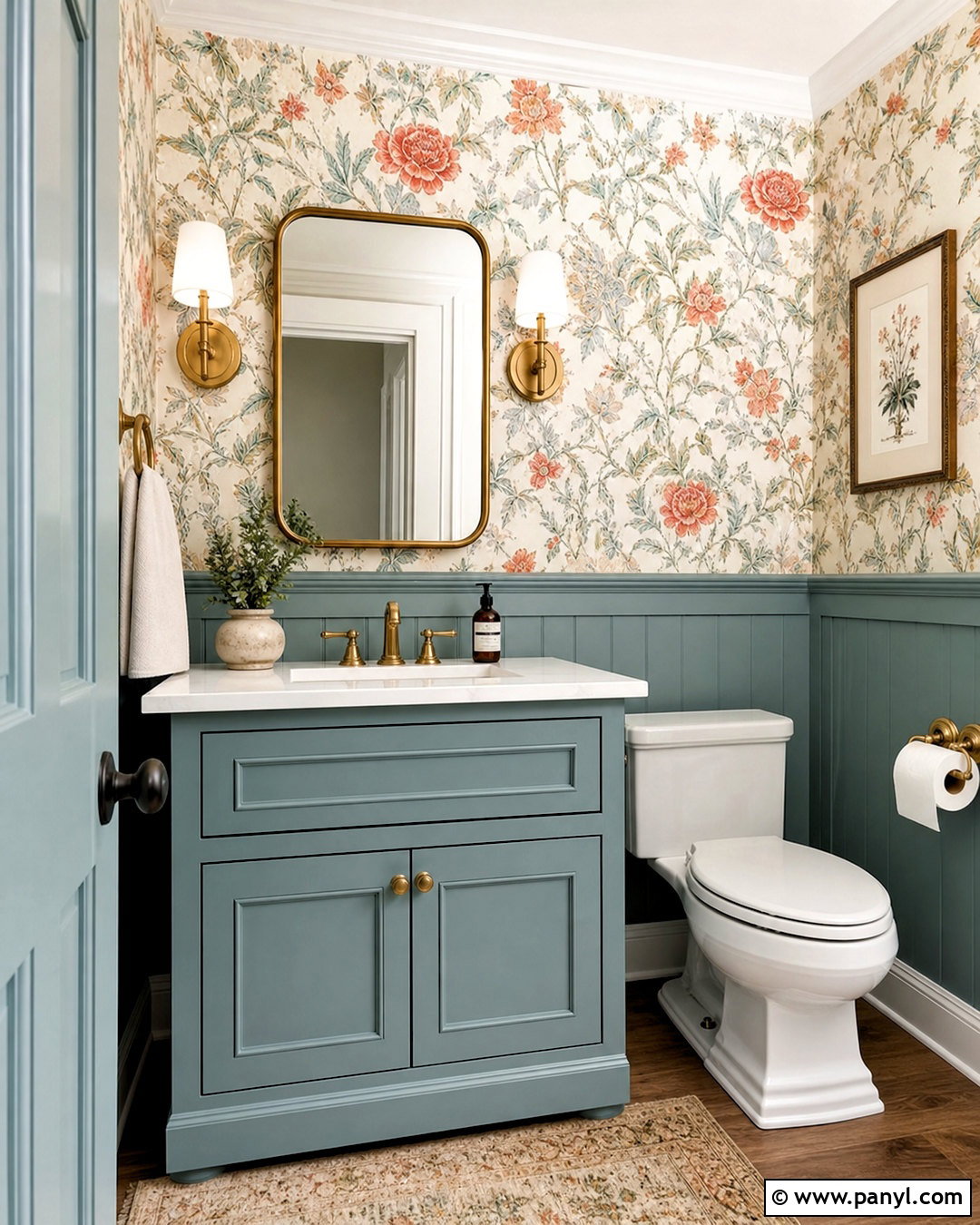 Watery Powder Room With Floral Wallpaper - 20 watery sherwin williams ideas