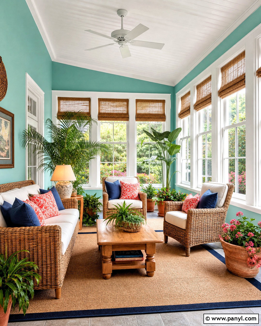 Watery Sunroom With Wicker Furniture - 20 watery sherwin williams ideas