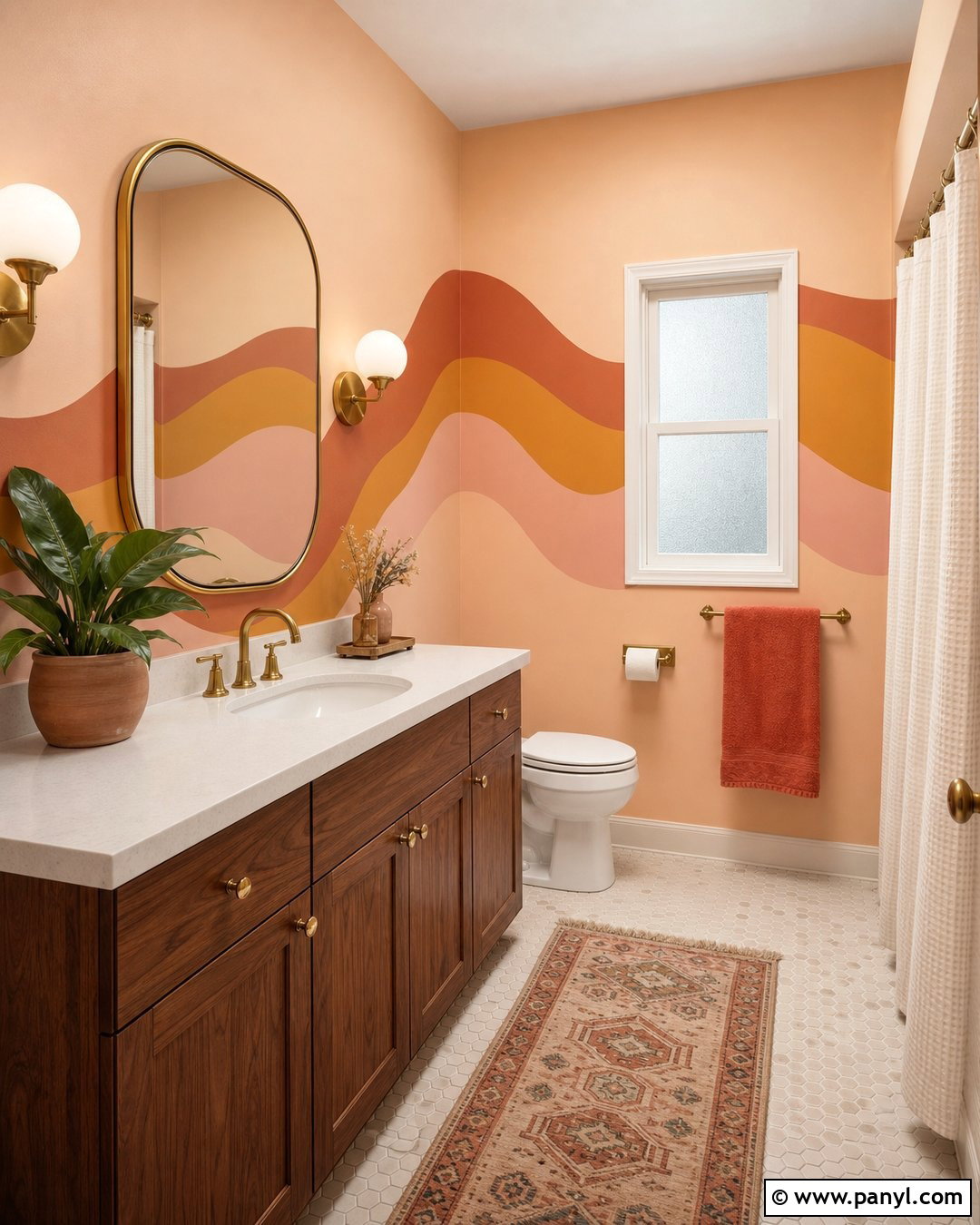 Wavy Bathroom Wall Paint - 30 retro wall paint ideas