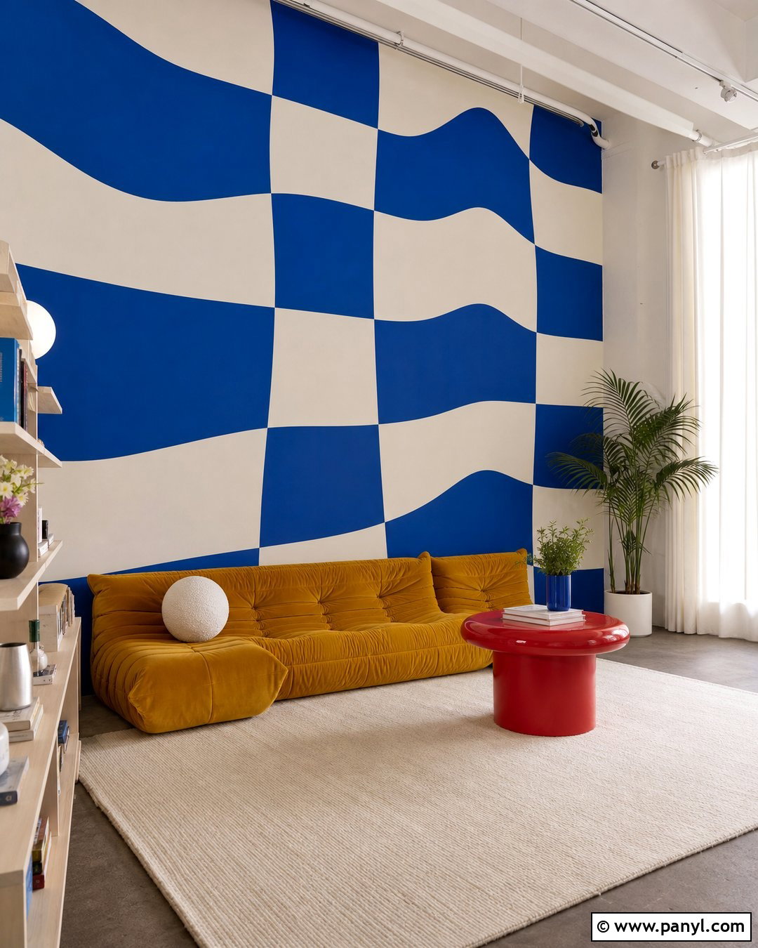 Wavy Checkered Wall Paint - 30 checkered wall paint ideas