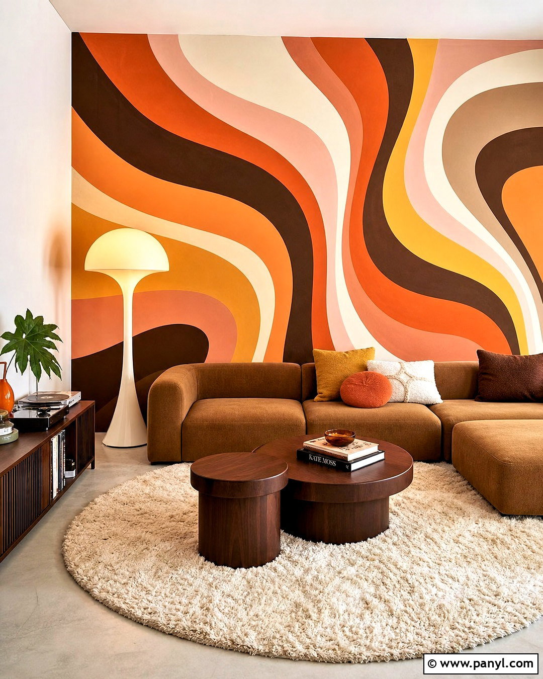 Wavy Psychedelic Accent Wall - 20 retro accent wall ideas