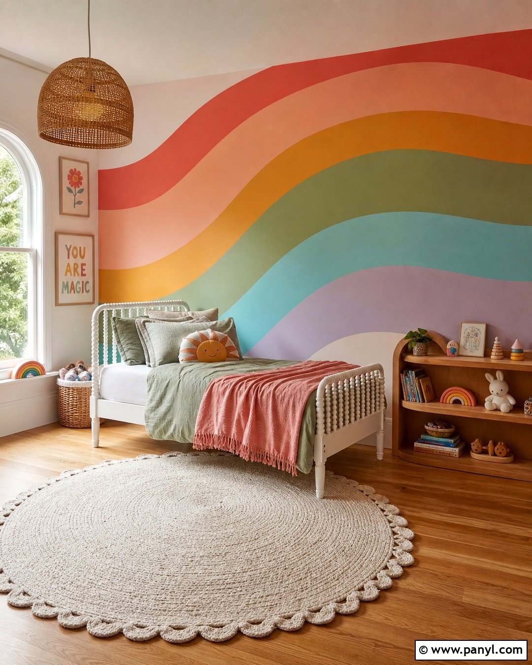 Wavy Rainbow Stripe Wall - 30 Rainbow Stripe Wall Ideas