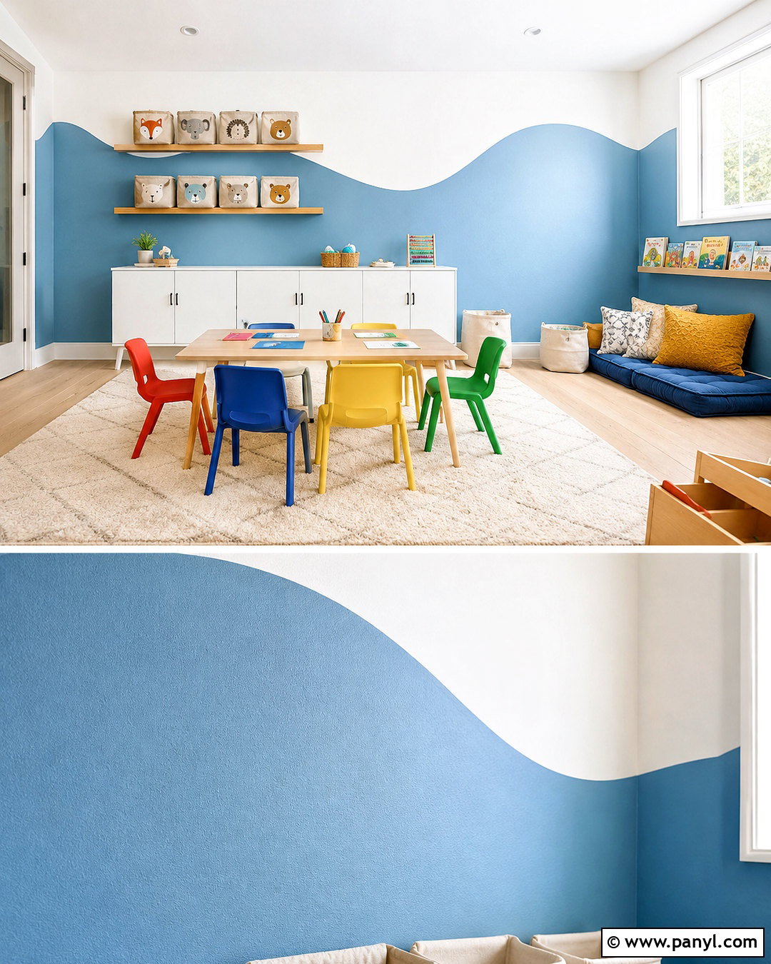 Wavy Split Painted Playroom Walls - 35 Split Painted Walls