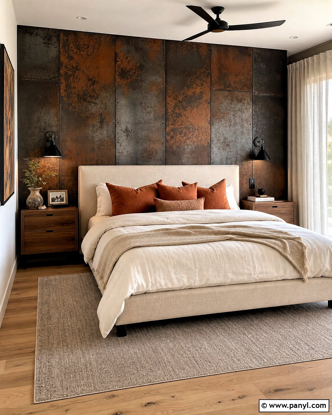Weathered Steel Metal Accent Wall Bedroom - 20 metal accent wall ideas