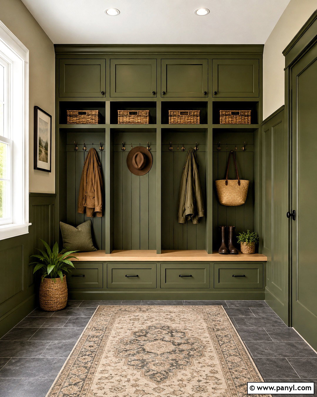 Wellington Green Mudroom - 20 magnolia green paint colors
