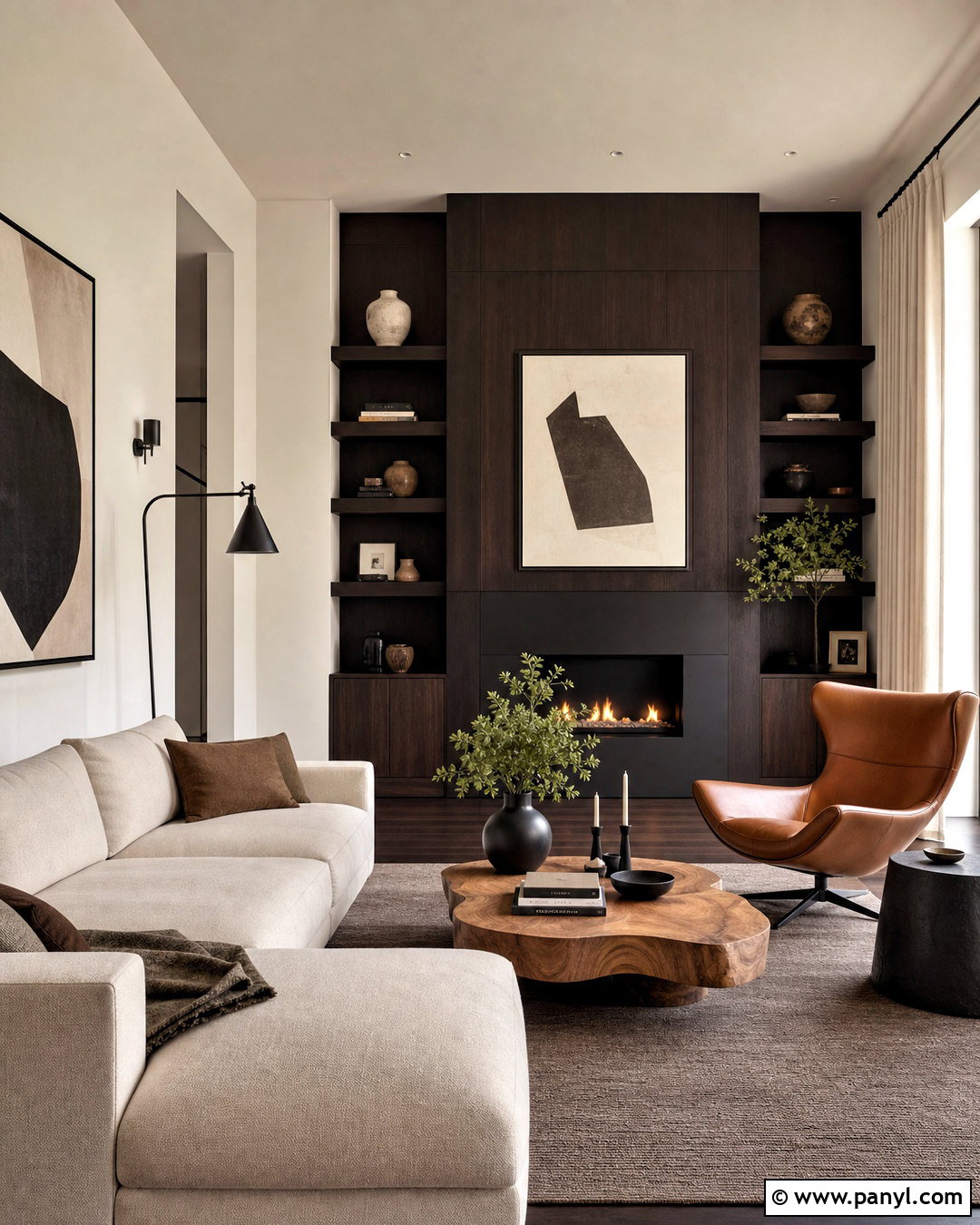 Wenge Brown Paint for a Modern Living Room - 20 warm brown paint colors