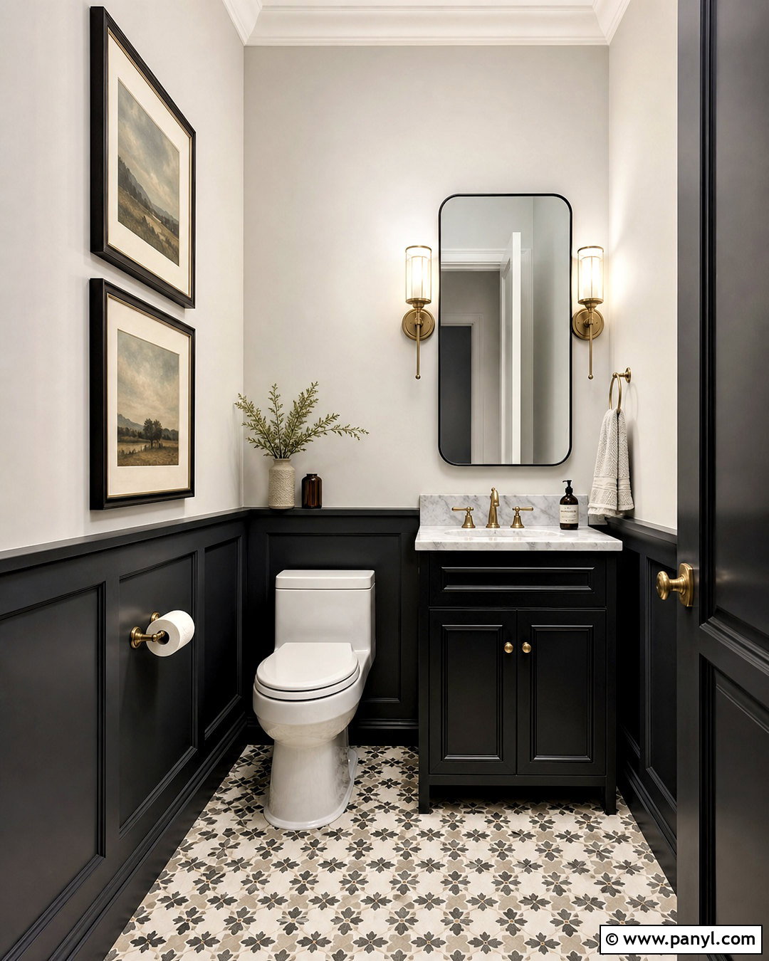 Wevet Powder Room With Dark Paneling - 20 wevet farrow and ball ideas