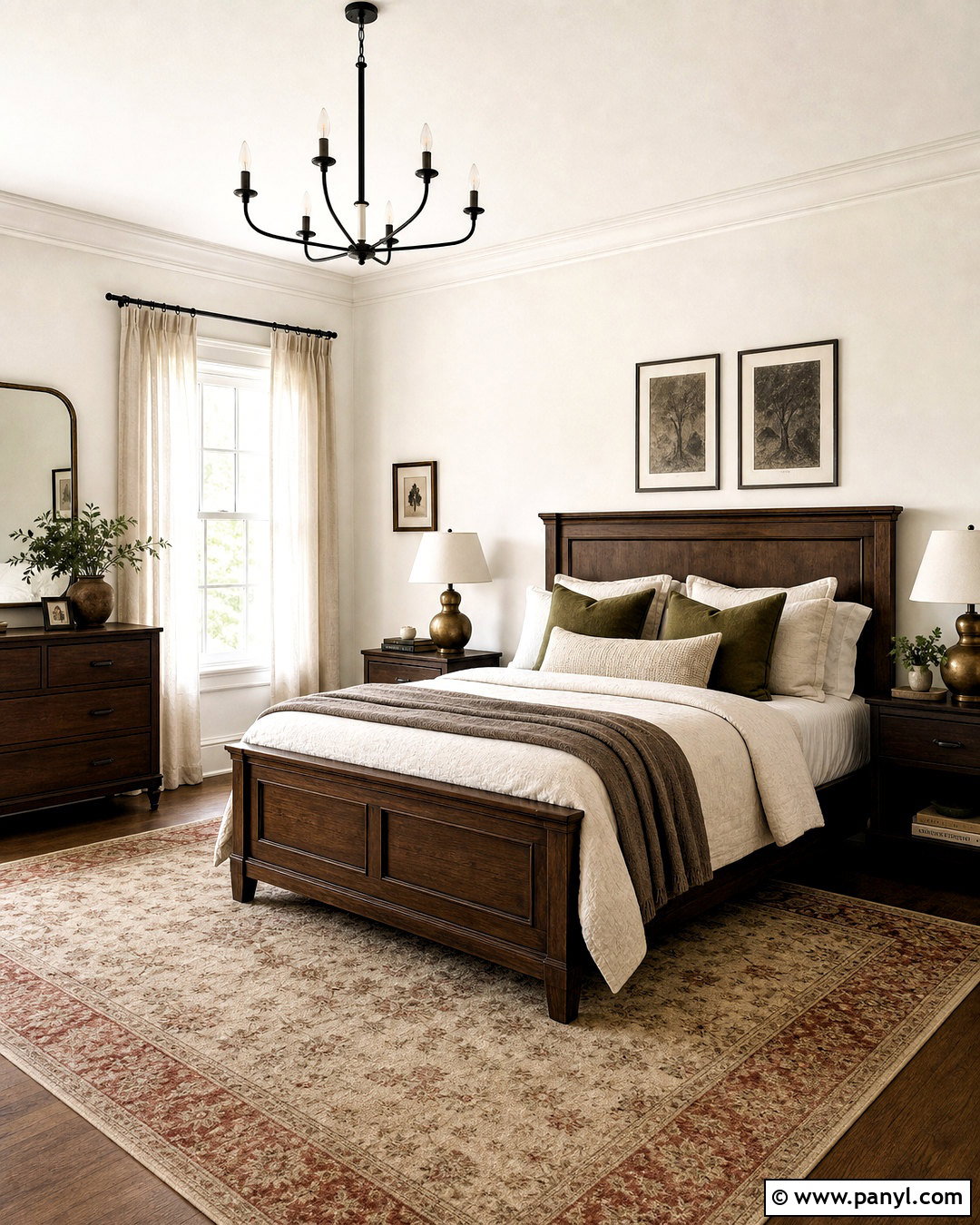 Whisper White Bedroom With Dark Wood Furniture - 20 whisper white behr ideas