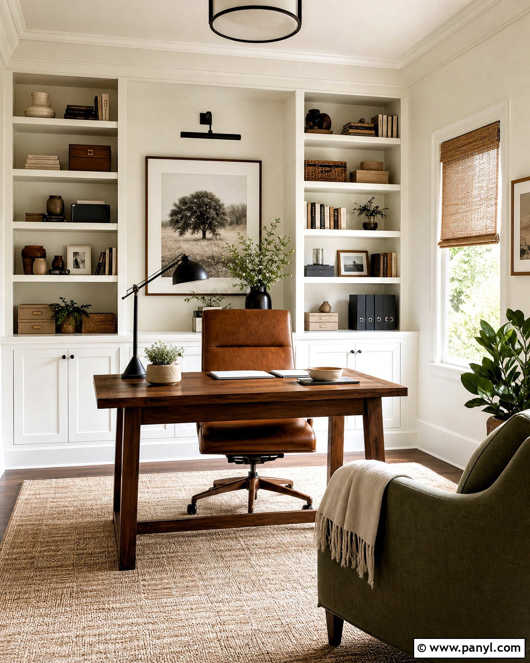 Whisper White Home Office With Built-Ins - 20 whisper white behr ideas