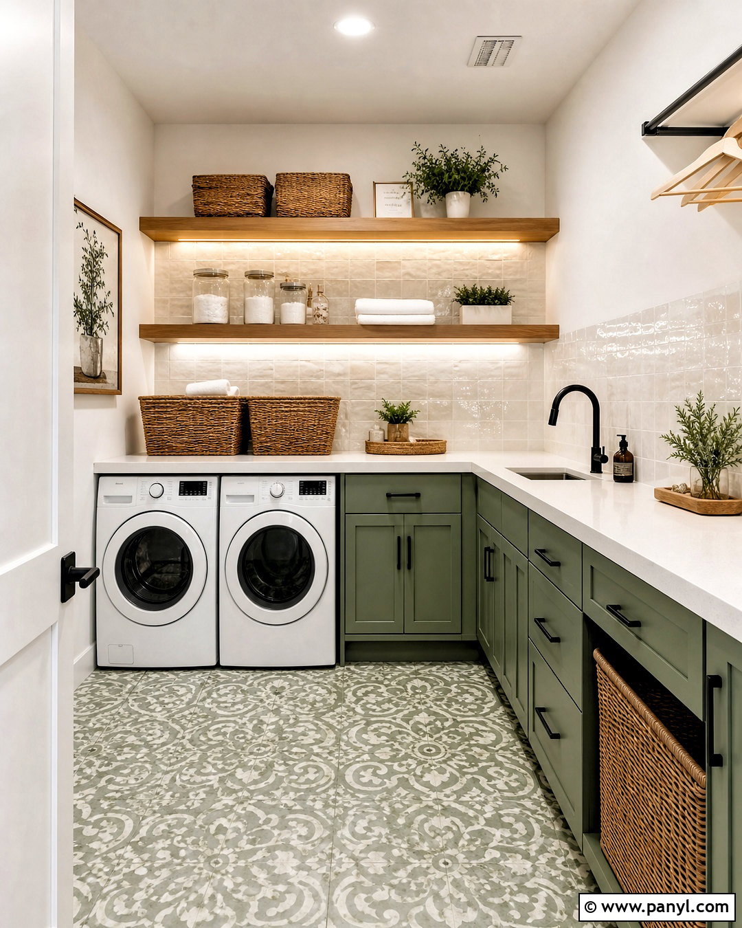 Whisper White Laundry Room With Green Cabinets - 20 whisper white behr ideas